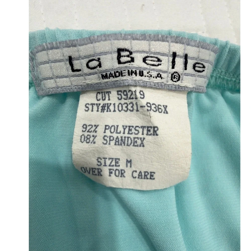 Vintage La Belle Turquoise Ruffle Halter Tankini Swim Top‎ Y2K Made in USA M